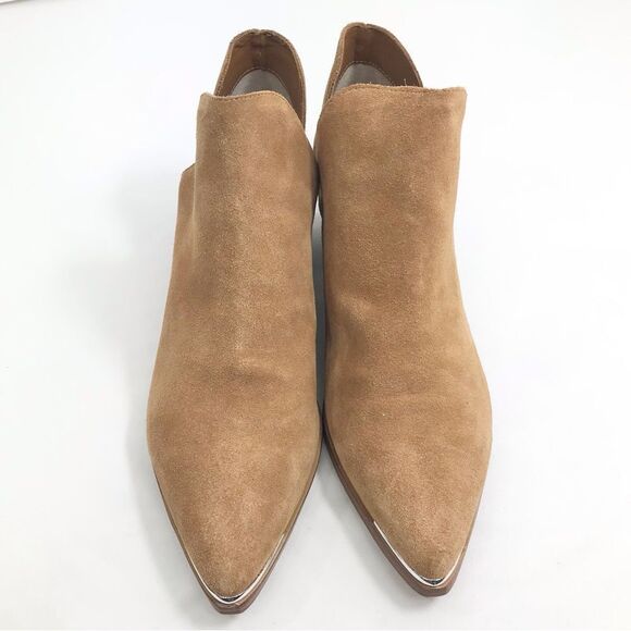 Marc Fisher YILDA Camel Brown Suede Leather Side Cutout Slip On Bootie - Picture 3 of 16